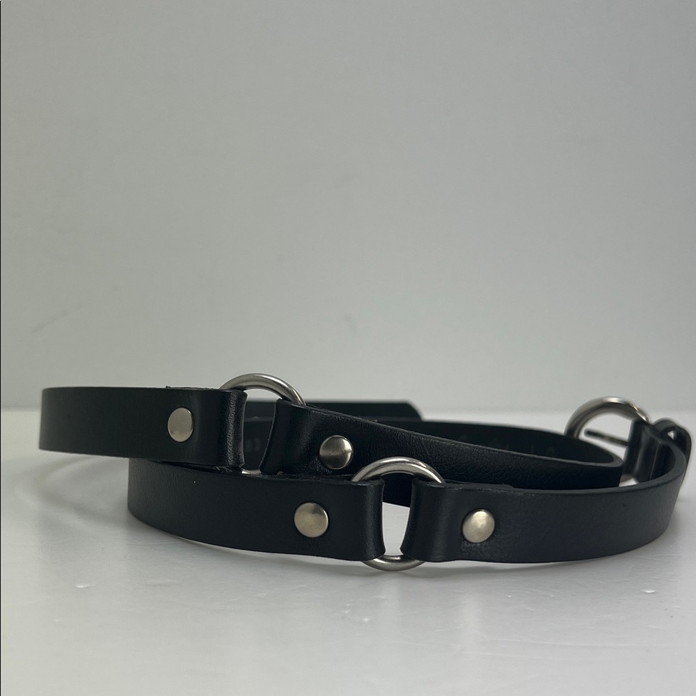 Landes Black Leather Belt Italian Leather Made In Canada Harness Style Festival